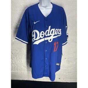 NWT Shohei Ohtani Dodgers Blue Mens Large Jersey #17 Stitched